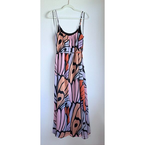 NWT Sam Edelman Women's Butterfly Trapeze Chiffon Maxi Dress in Lavender Multi M - Picture 4 of 11